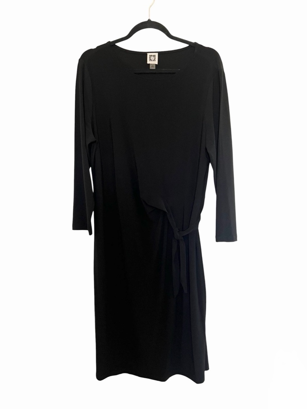 Like New! Anne Klein Classic Black Tie-Waist Midi Dress size 14